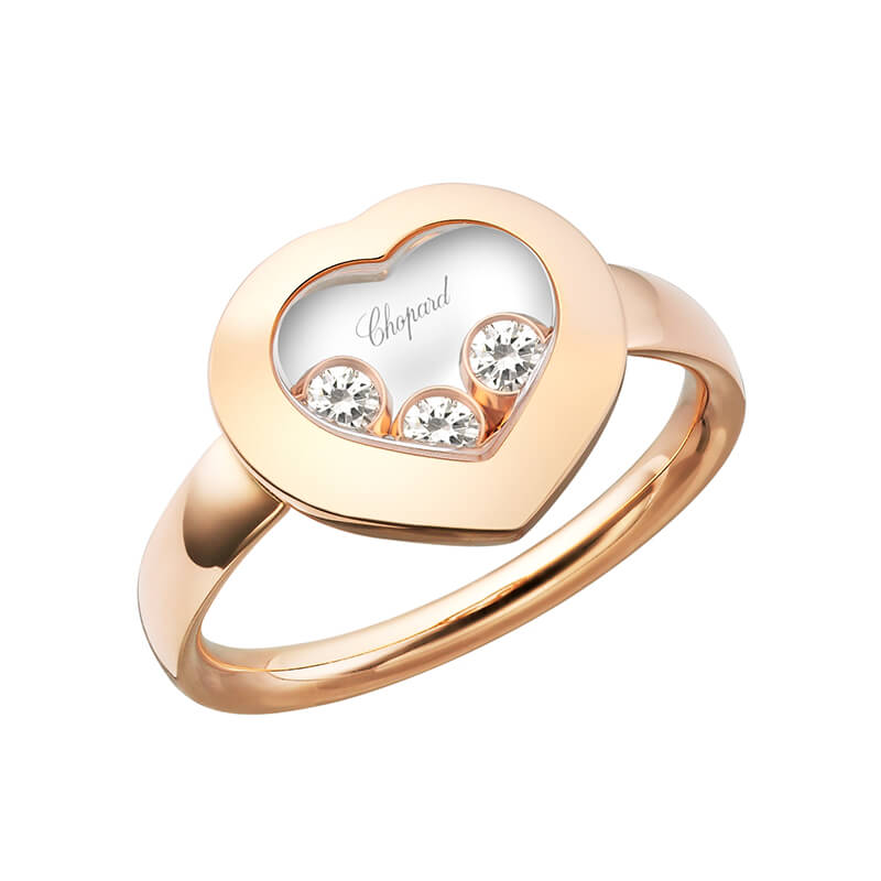 Bague Happy Diamonds en Or Rose 3 Brillants Mobiles - 829203-5012 - Chopard Joaillerie - Bagues - Les Champs d'Or