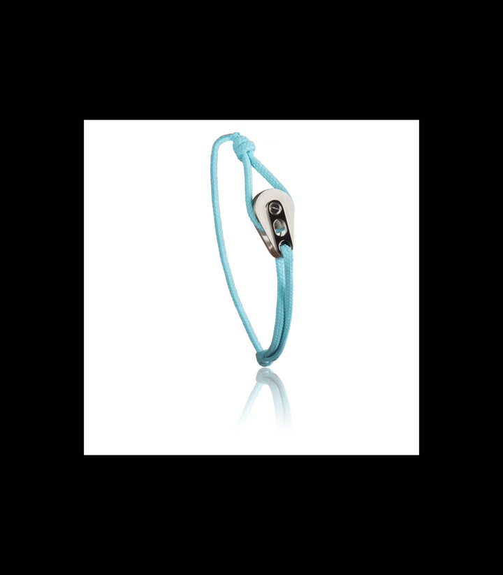 Bracelet Poulie Acier Brossé, Cordon Turquoise - Bijoux - Latitude 46 - Les Champs d'Or