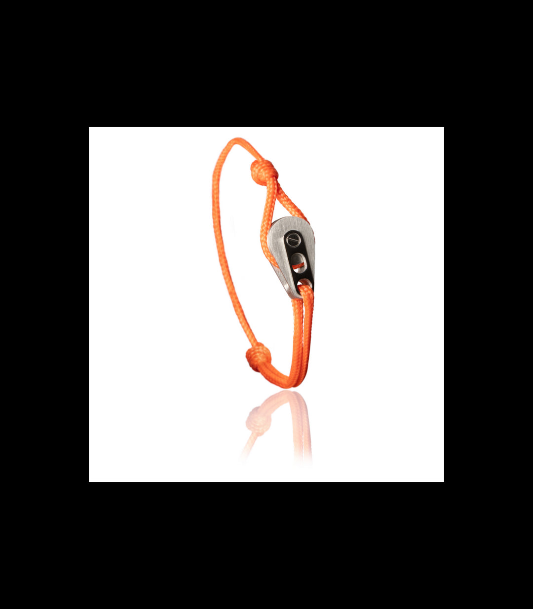 Bracelet Poulie Acier Brossé/Poli, Cordon Orange - Bijoux - Latitude 46 - Les Champs d'Or