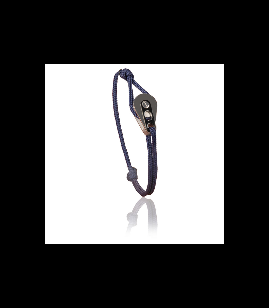 Bracelet Poulie PVD Noir / Acier, Cordon Navy - Latitude 46 - Bracelet - Les Champs d'Or