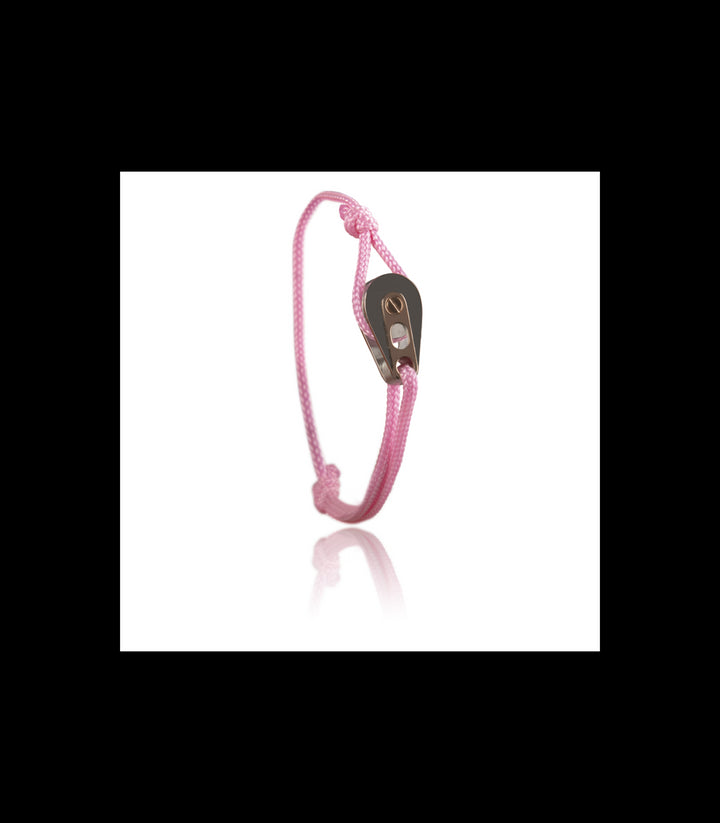 Bracelet Poulie Acier / PVD Or Rose, Cordon Rose - Bijoux - Latitude 46 - Les Champs d'Or