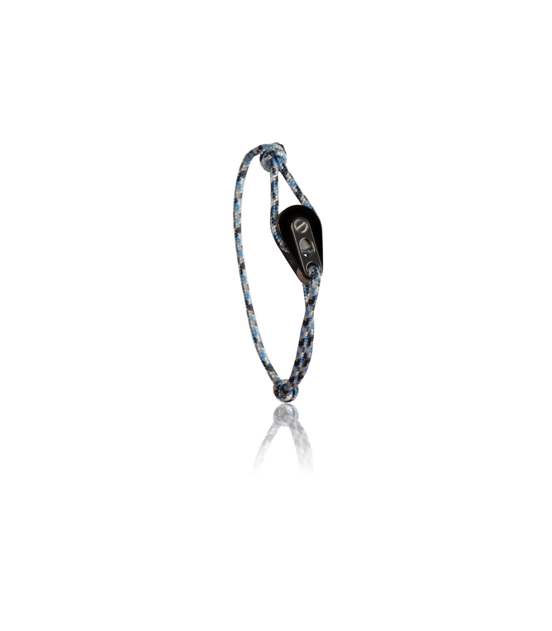 Bracelet Poulie PVD Noir / Acier, Camo Cordon Bleu - - Latitude 46 - Bracelet - Les Champs d'Or
