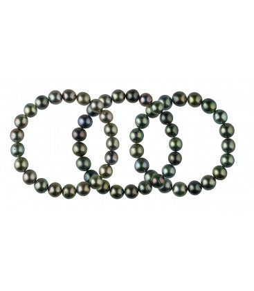 Bracelet Perle De Tahiti Cerclees 8/10 Mm Qualite Abc (BRA.ELAST-AGT) - Bracelet - Négoce îles - Les Champs d'Or