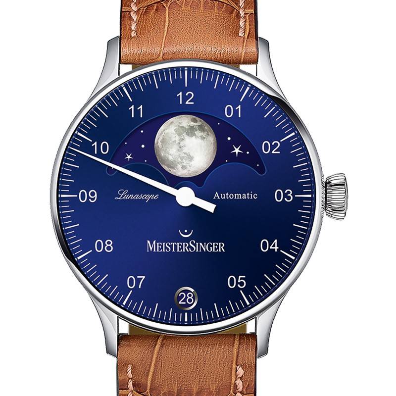 MeisterSinger - Montre Mono-Aiguille Lunascope Bleu  LS908 - Les Champs d'Or