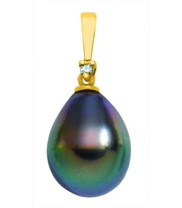 Pendentif Perle De Tahiti Poire Qualite A 10/11 Mm Or 0,23 Gr 0,01 Cts - Pendentif - Négoce îles - Les Champs d'Or