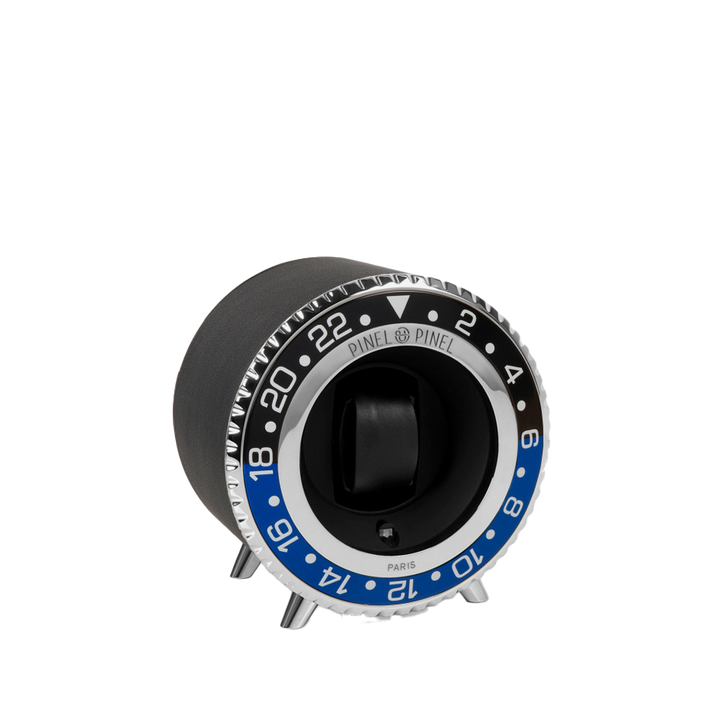 Twin GMT Black&Blue/Silver Cuir Noir - Pinel & Pinel - Les Champs d'Or