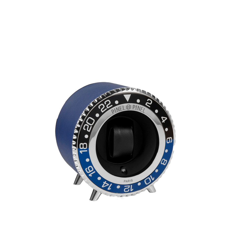 Twin GMT Black&Blue/Silver Cuir Bleu - Pinel & Pinel - Les Champs d'Or