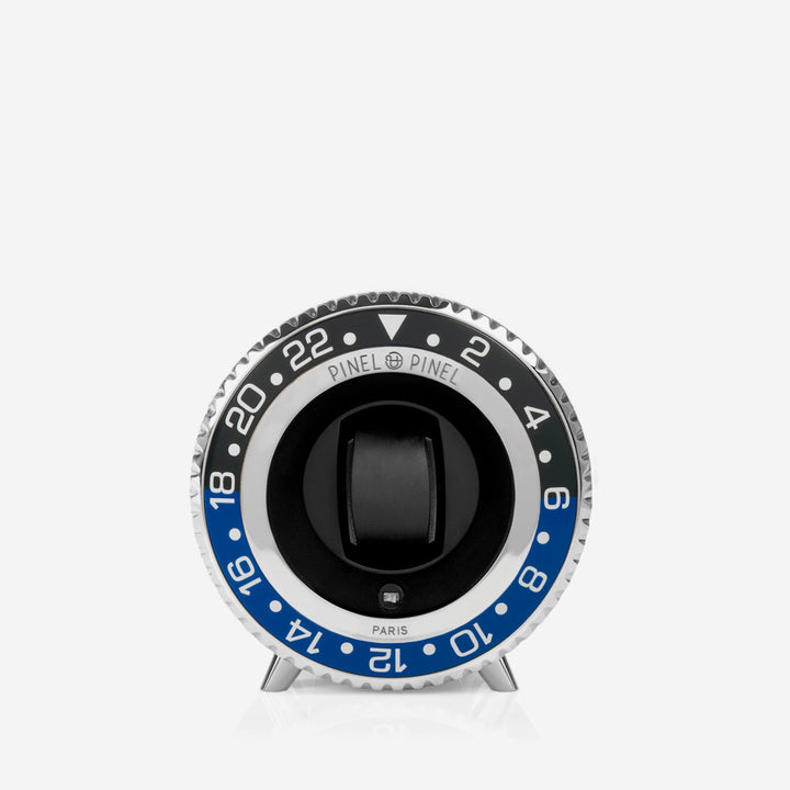 Twin GMT Black&Blue/Silver Cuir Noir - Pinel & Pinel  - Remontoir - Les Champs d'Or