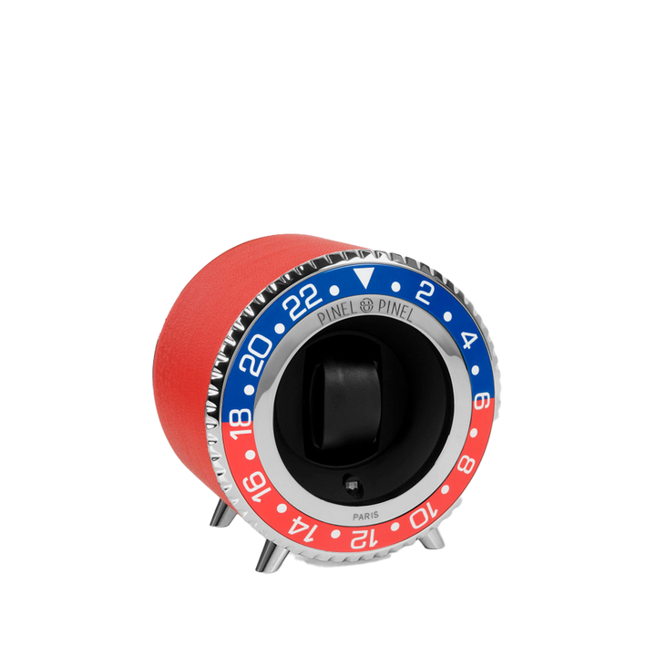 Twin GMT Blue&Red/Silver Cuir Rouge - Pinel & Pinel - Les Champs d'Or
