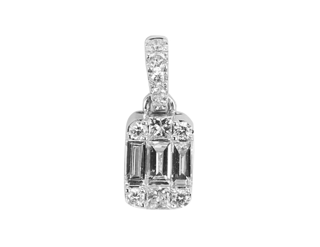 Pendentif Illusion Petit modèle Or Blanc Diamants taille baguette et brillants E100LP/21 - Purity Jewelry - Bijoux - Les Champs d'Or