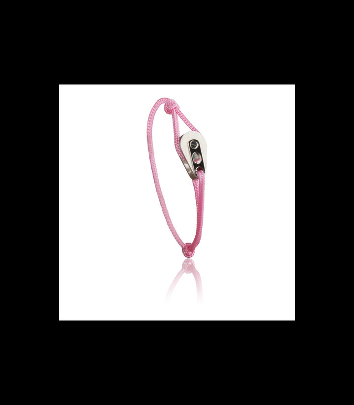 Bracelet Poulie Acier Brossé, Cordon Rose - Bijoux - Latitude 46 - Les Champs d'Or