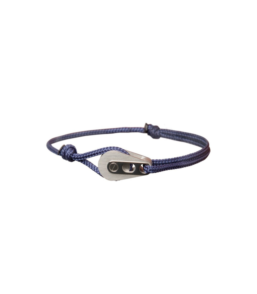 Bracelet Poulie Acier Brossé/Poli, Cordon Navy - Bijoux - Latitude 46 - Les Champs d'Or