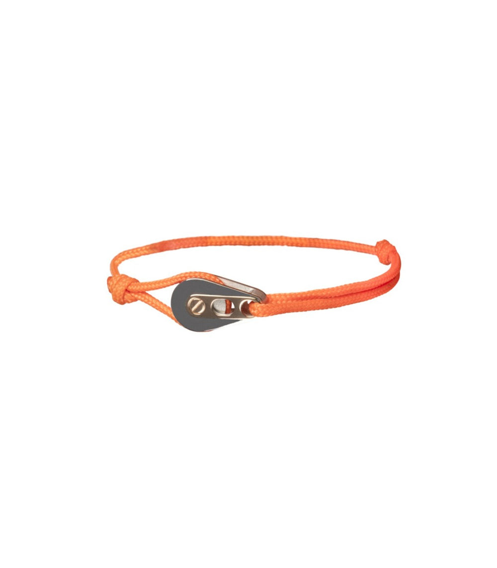 Bracelet Poulie Acier / PVD Or Rose, Cordon Orange - Bijoux - Latitude 46 - Les Champs d'Or