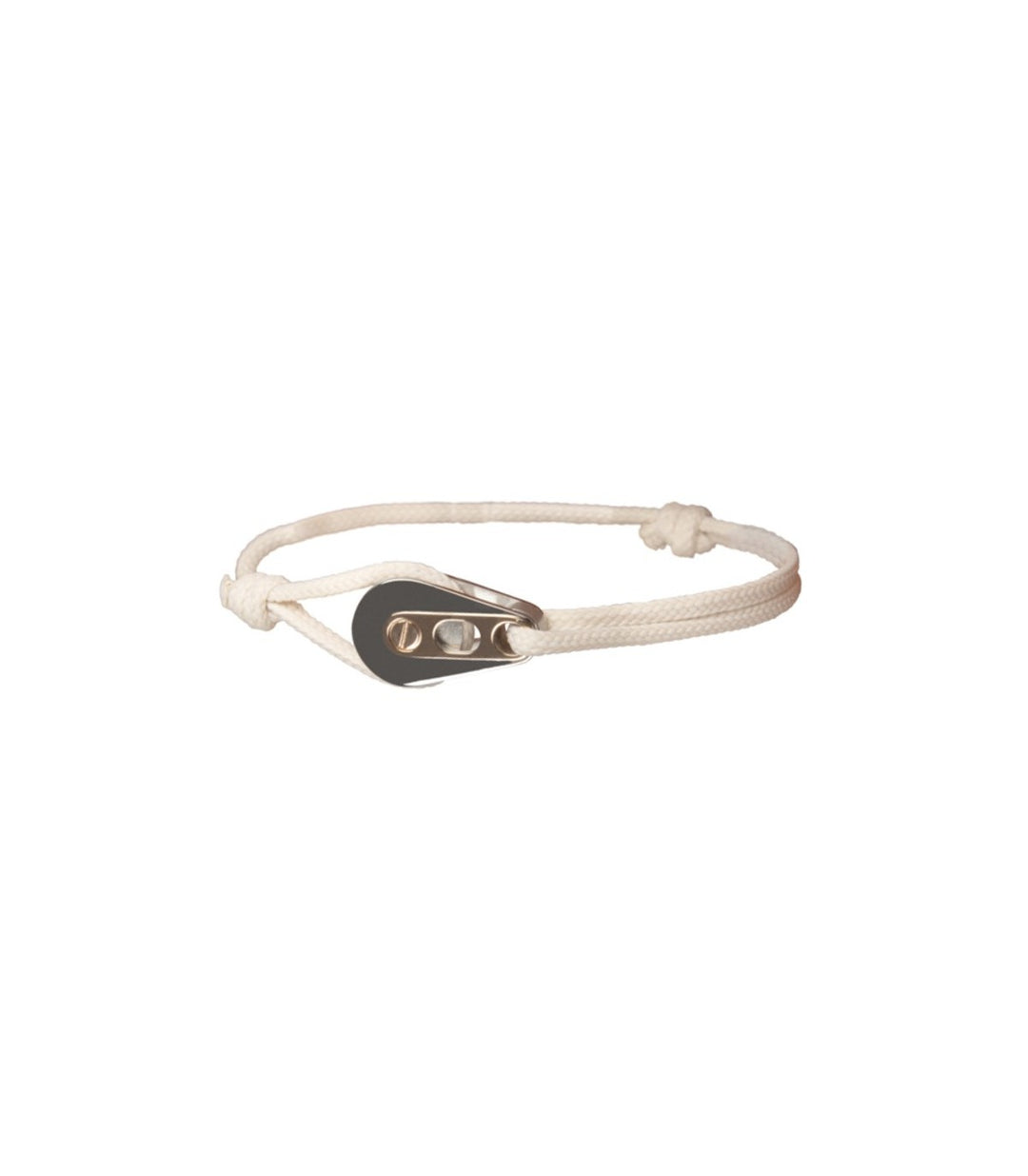 Bracelet Poulie Acier / PVD Or Rose, Cordon Blanc - Bijoux - Latitude 46 - Les Champs d'Or