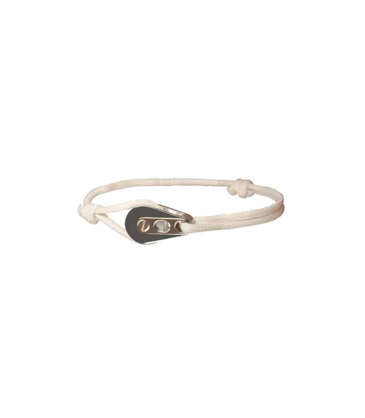 Bracelet Poulie Acier / PVD Or Rose, Cordon Blanc - Bijoux - Latitude 46 - Les Champs d'Or