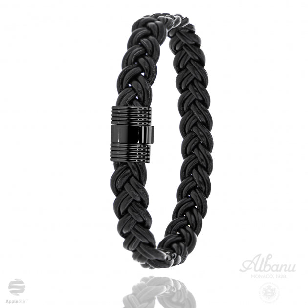 Bracelet Albanu Monaco Cuir de Pomme Cortland Noir - 606N FCP AC - Albanu  - Bracelet - Les Champs d'Or