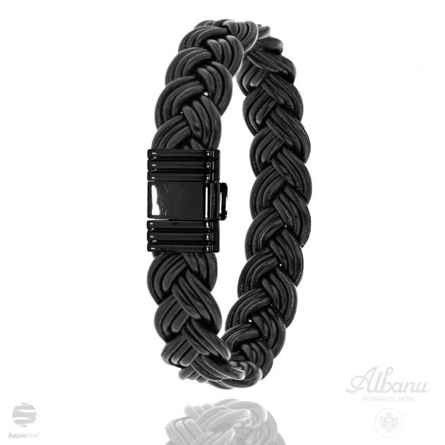 Bracelet Albanu Monaco Cuir de Pomme Honeycrisp Noir - 696N FCP ACPVD - Albanu  - Bracelet - Les Champs d'Or