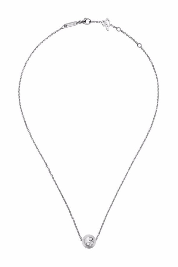 Collier Chopard Happy Diamonds Or Blanc 3 brillants mobile - 819562-1001 - Chopard Joaillerie - Collier - Les Champs d'Or