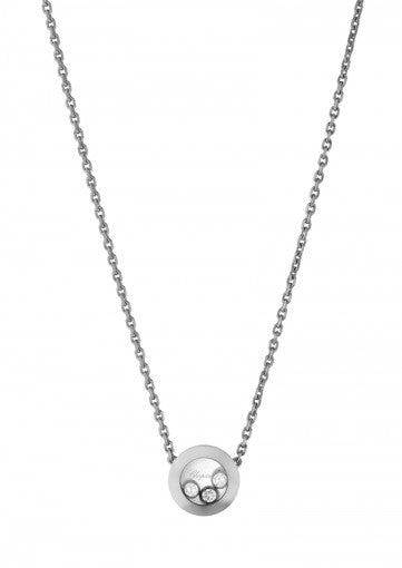 Collier Chopard Happy Diamonds Or Blanc 3 brillants mobile - 819562-1001 - Chopard Joaillerie - Collier - Les Champs d'Or