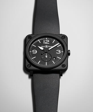Bell & Ross - Bell & Ross BR S Black Ceramic - Bracelet Caoutchouc - Les Champs d'Or