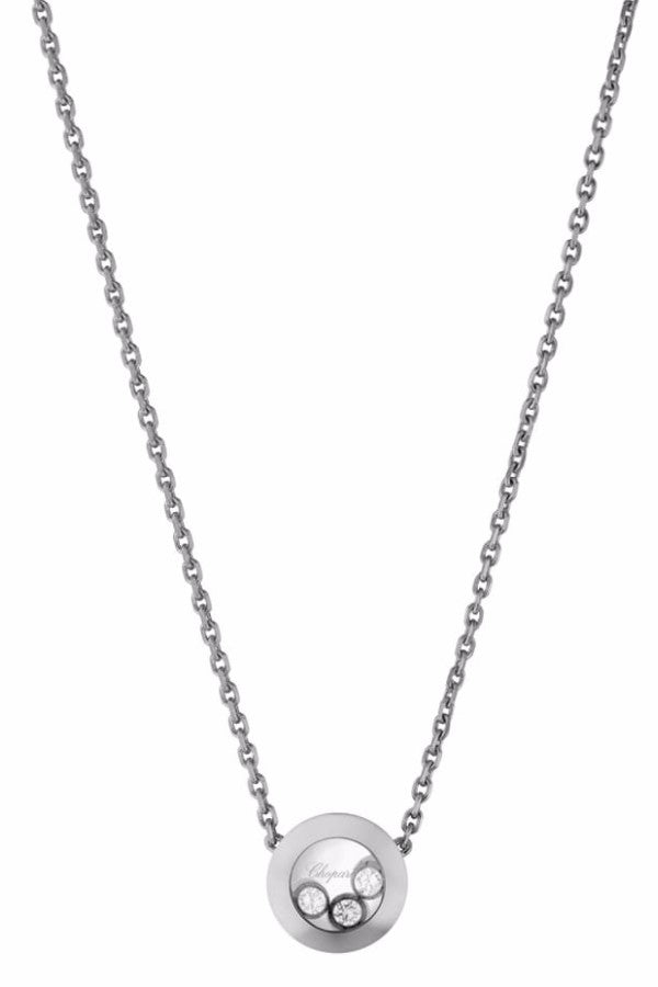Collier Chopard Happy Diamonds Or Blanc 3 brillants mobile - 819562-1001 - Chopard Joaillerie - Collier - Les Champs d'Or
