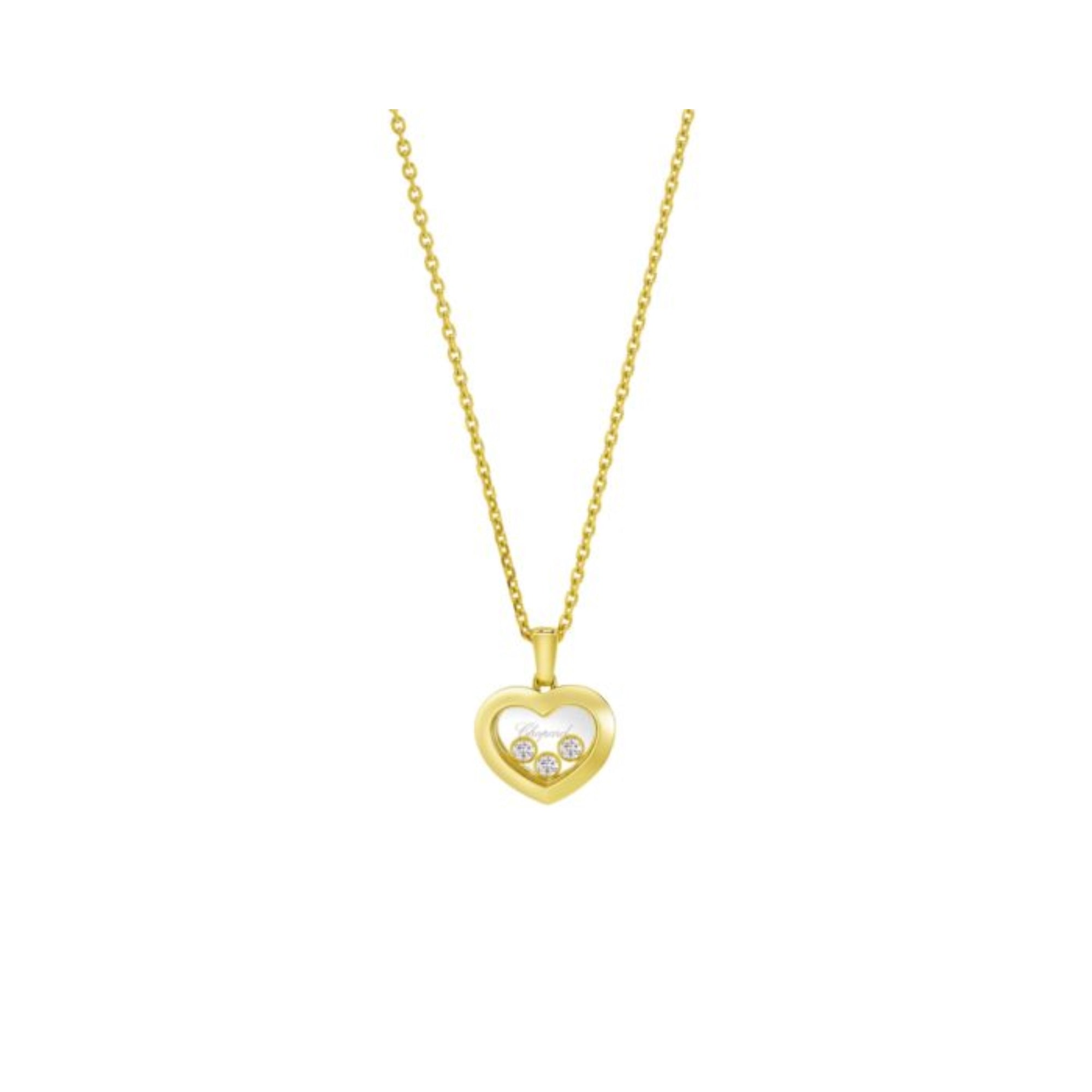 Stunning Chopard Happy Diamonds 18K Yellow Gold Emerald Diamond Necklace |  eBay