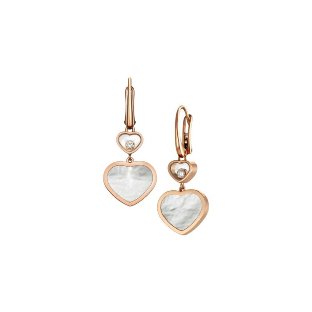 Boucles d'Oreilles Happy Hearts en Or Rose Diamants et Nacre 837482-5310 - Chopard Joaillerie - Boucles d'Oreilles - Les Champs d'Or