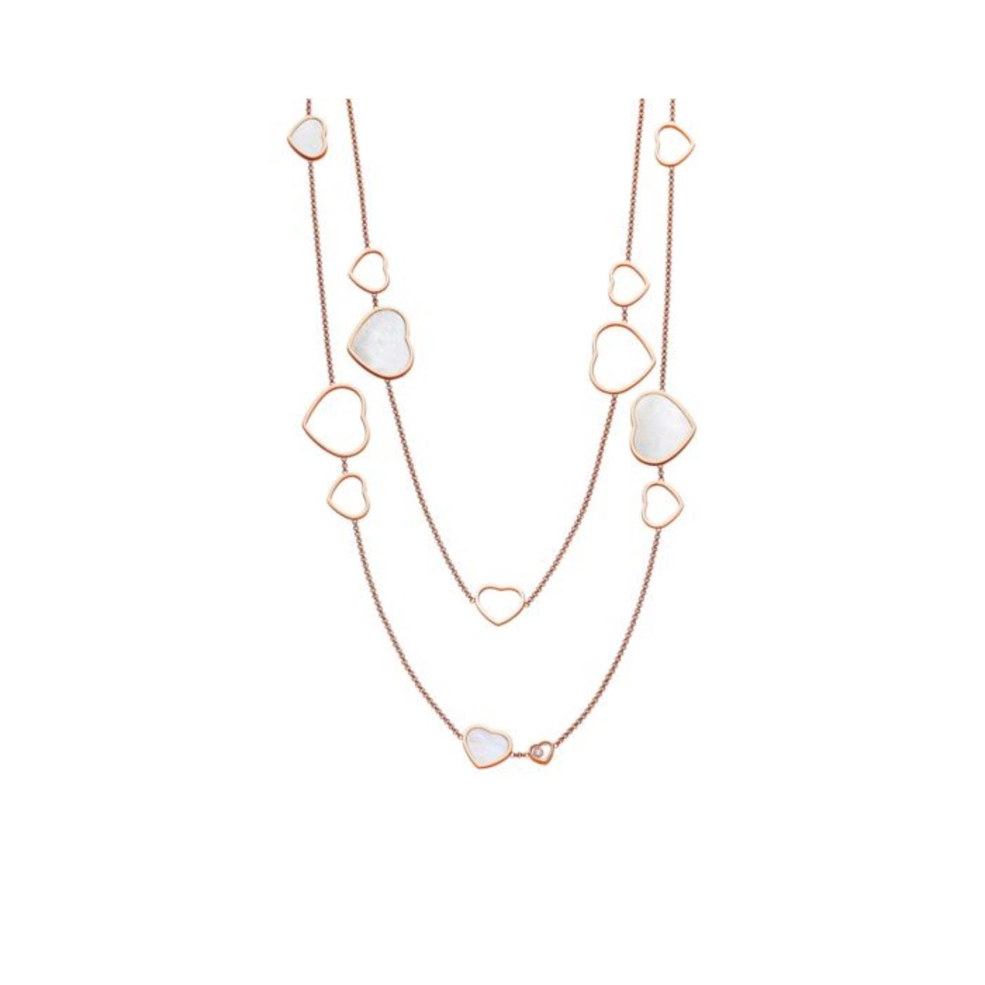 Happy Hearts Necklace in Rose Gold and Mother of Pearl 817482 5301