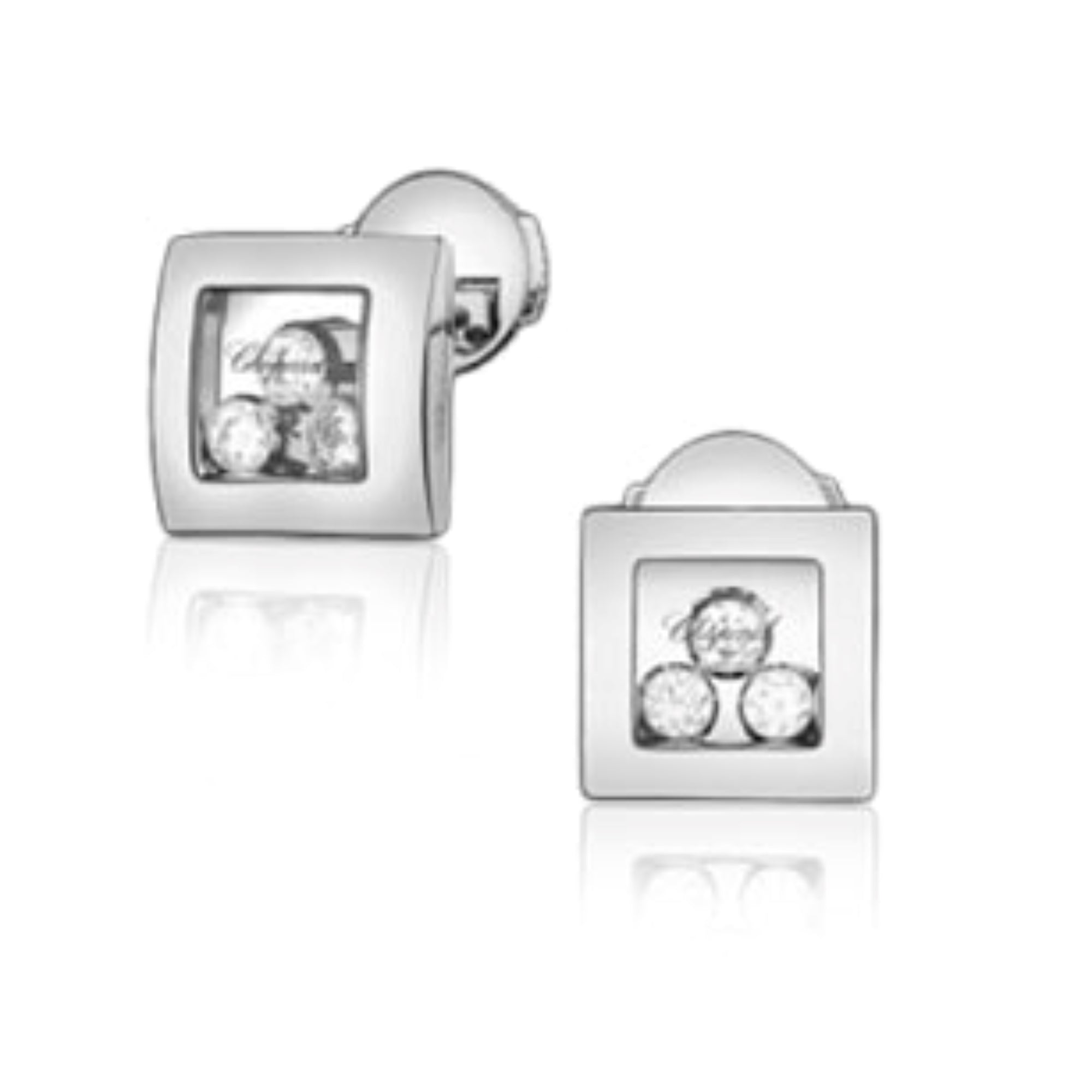 Happy Diamonds Square Earrings In White Gold 839224 1001