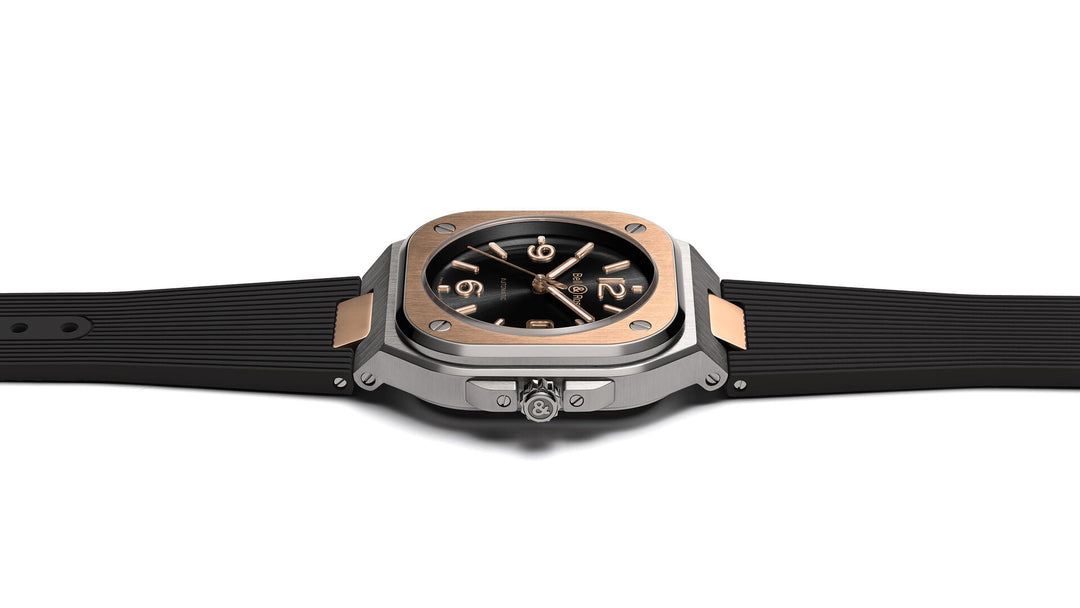 Bell & Ross - BR 05 Black Steel Gold Bracelet Caoutchouc - Les Champs d'Or