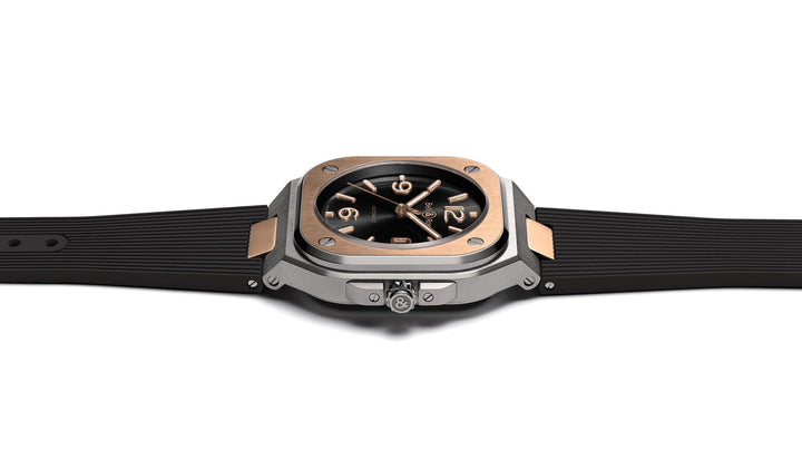 Bell & Ross - BR 05 Black Steel Gold Bracelet Caoutchouc - Les Champs d'Or