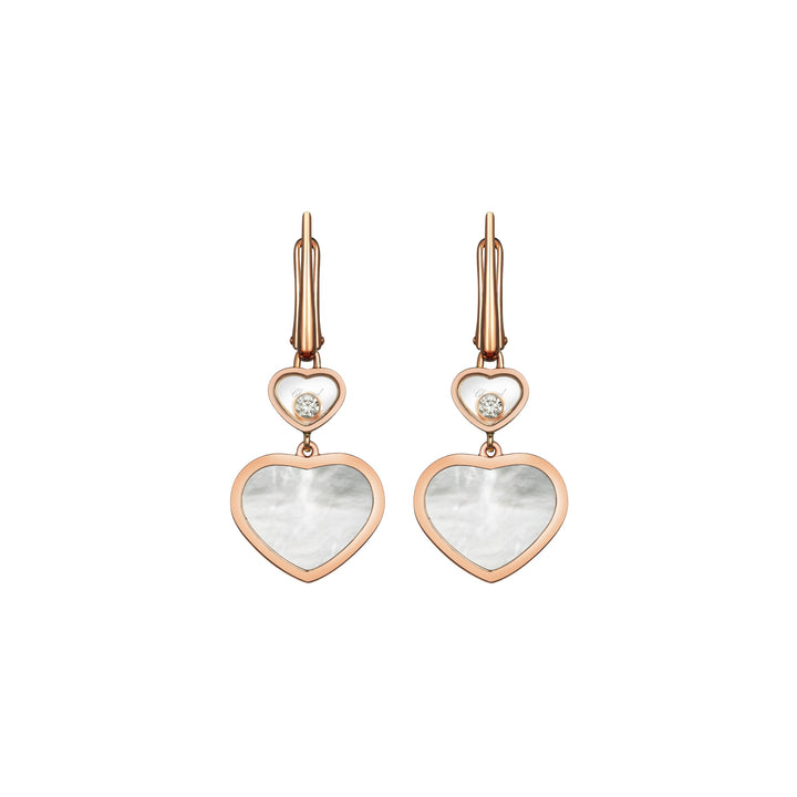 Boucles d'Oreilles Happy Hearts en Or Rose Diamants et Nacre 837482-5310 - Boucles d'Oreilles - Chopard Joaillerie - Les Champs d'Or