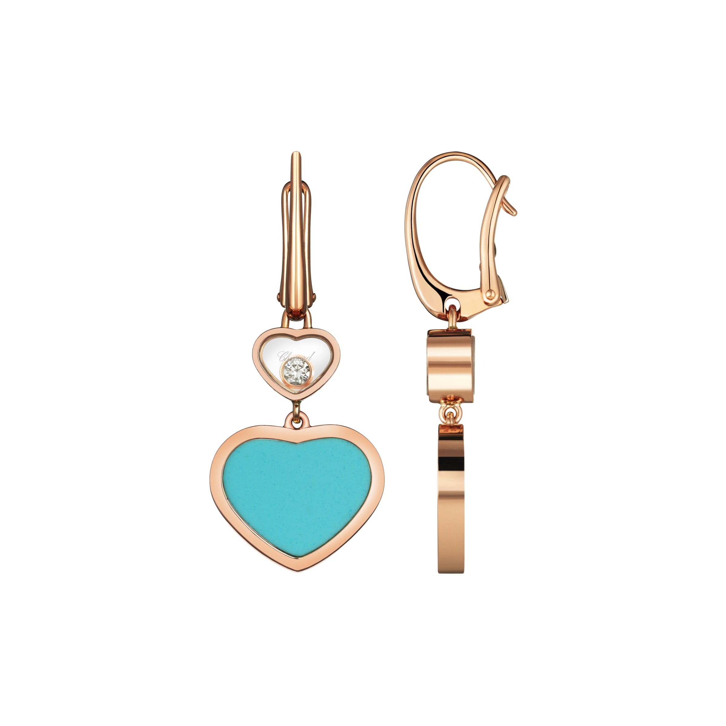 Chopard Happy Hearts Drop Earrings 008ct in 18ct Rose Gold  Brilliant  Cut Rub Over Set  Pragnell