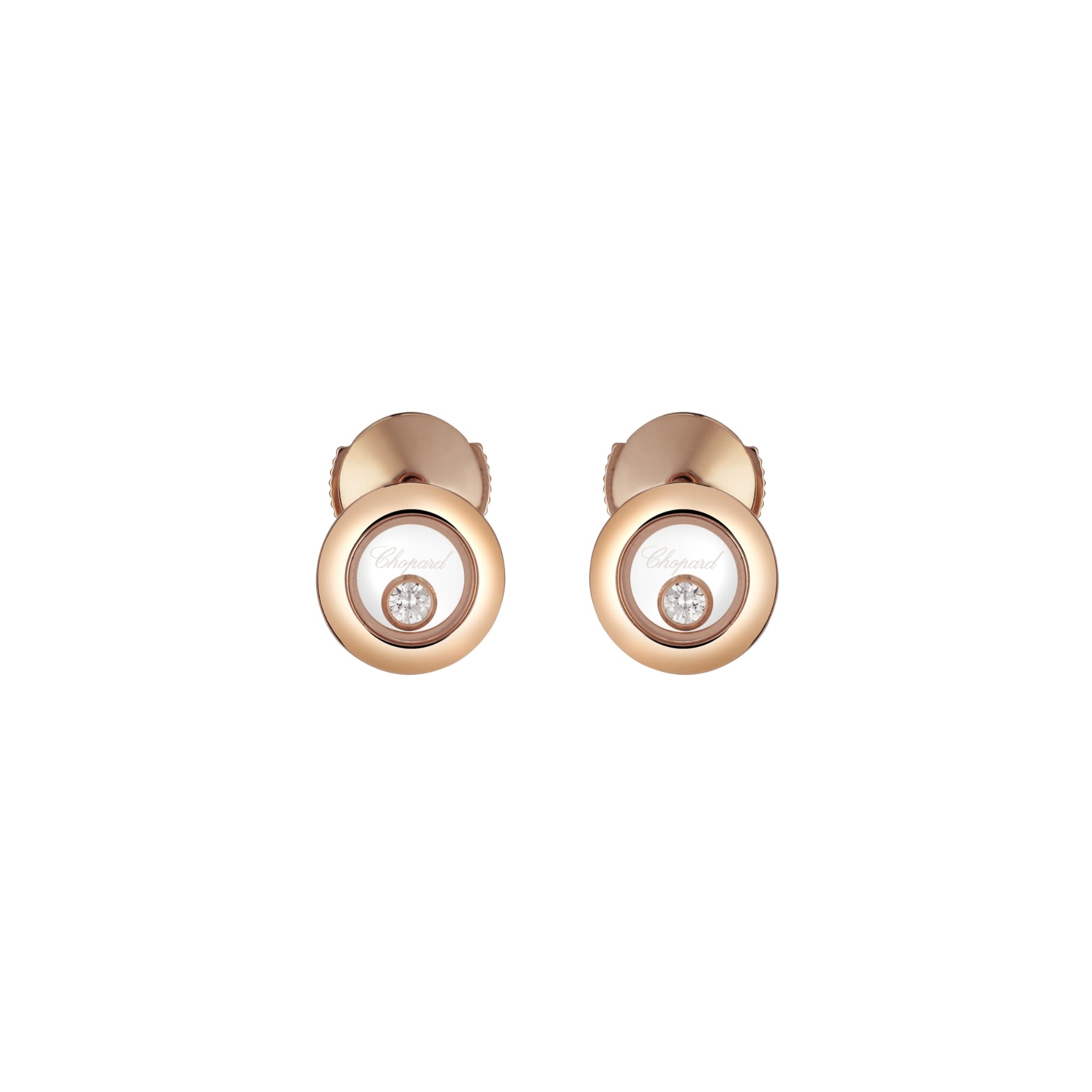 Chopard Happy Diamonds Rose Gold Earrings 83A017 5001 Les Champs