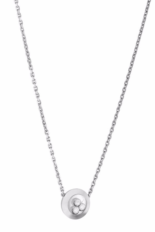 Collier Chopard Happy Diamonds Or Blanc 3 brillants mobile - 819562-1001 - Chopard Joaillerie - Collier - Les Champs d'Or