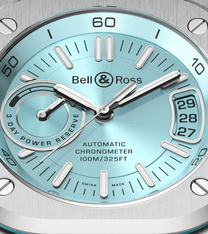 Bell & Ross - BR-X5 Ice Blue Steel Bracelet Caoutchouc Bleu - Les Champs d'Or