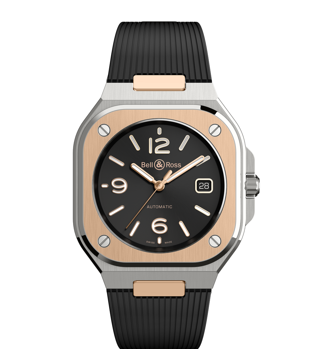 Bell & Ross - BR 05 Black Steel Gold Bracelet Caoutchouc - Les Champs d'Or