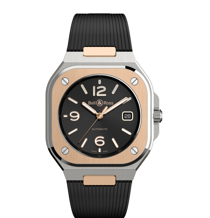 Bell & Ross - BR 05 Black Steel Gold Bracelet Caoutchouc - Les Champs d'Or