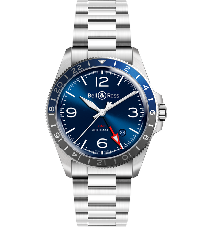 Montre BR V2-93 GMT Blue - Bracelet Acier - Montre - Bell & Ross - Les Champs d'Or