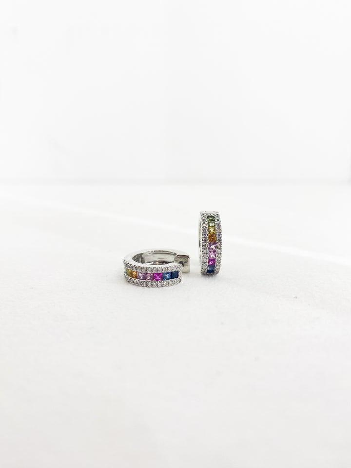 Boucles d'Oreilles Saphir Multicouleur -  - Sublime Diamant - Boucle d'oreille - Les Champs d'Or