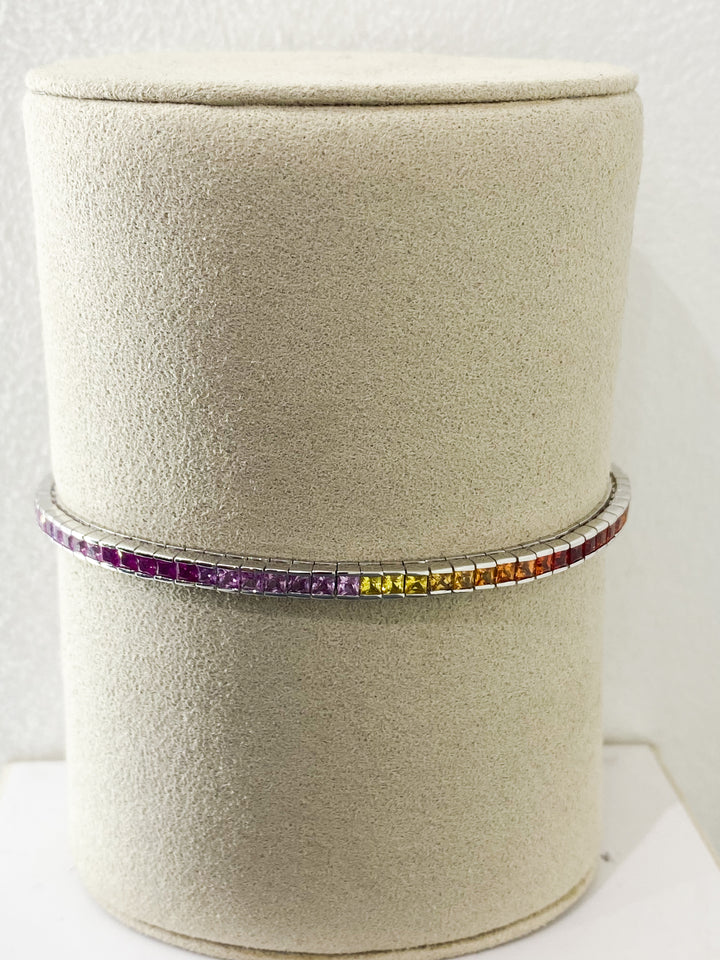 Bracelet Or Gris Saphir Multicolor -  - Sublime Diamant - Bracelet - Les Champs d'Or
