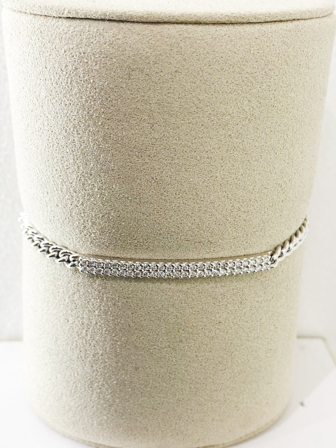 Bracelet Or Blanc Barette Sertis Diamant -  - Sublime Diamant - Bracelet - Les Champs d'Or