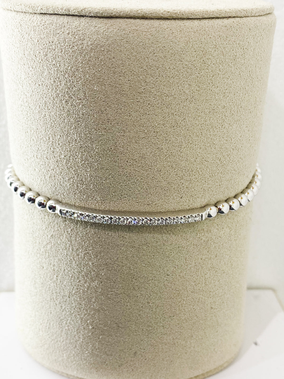Bracelet Boule Or gris Barette Diamant -  - Sublime Diamant - Bracelet - Les Champs d'Or