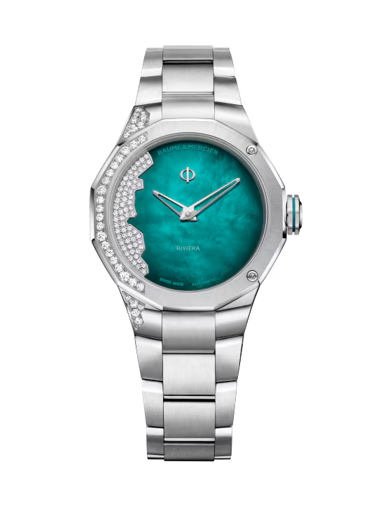 Baume & Mercier Riviera M0A10868 – Automatique 33mm Serti Diamants Cadran Vert