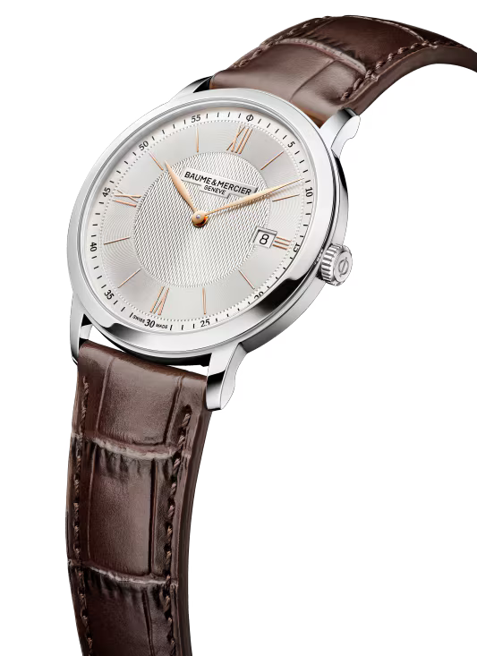 Baume & Mercier Classima M0A10882 – Quartz 40mm Acier / Alligator Marron Finitions Or