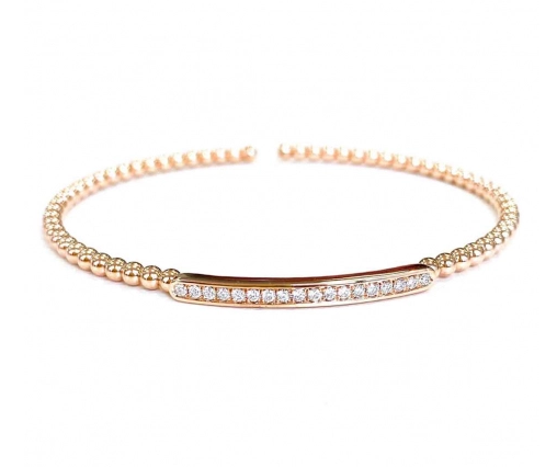 Bracelet Boule Or Jaune et Barette de Diamant - Les Champs d'Or - Bracelet - Sublime Diamant
