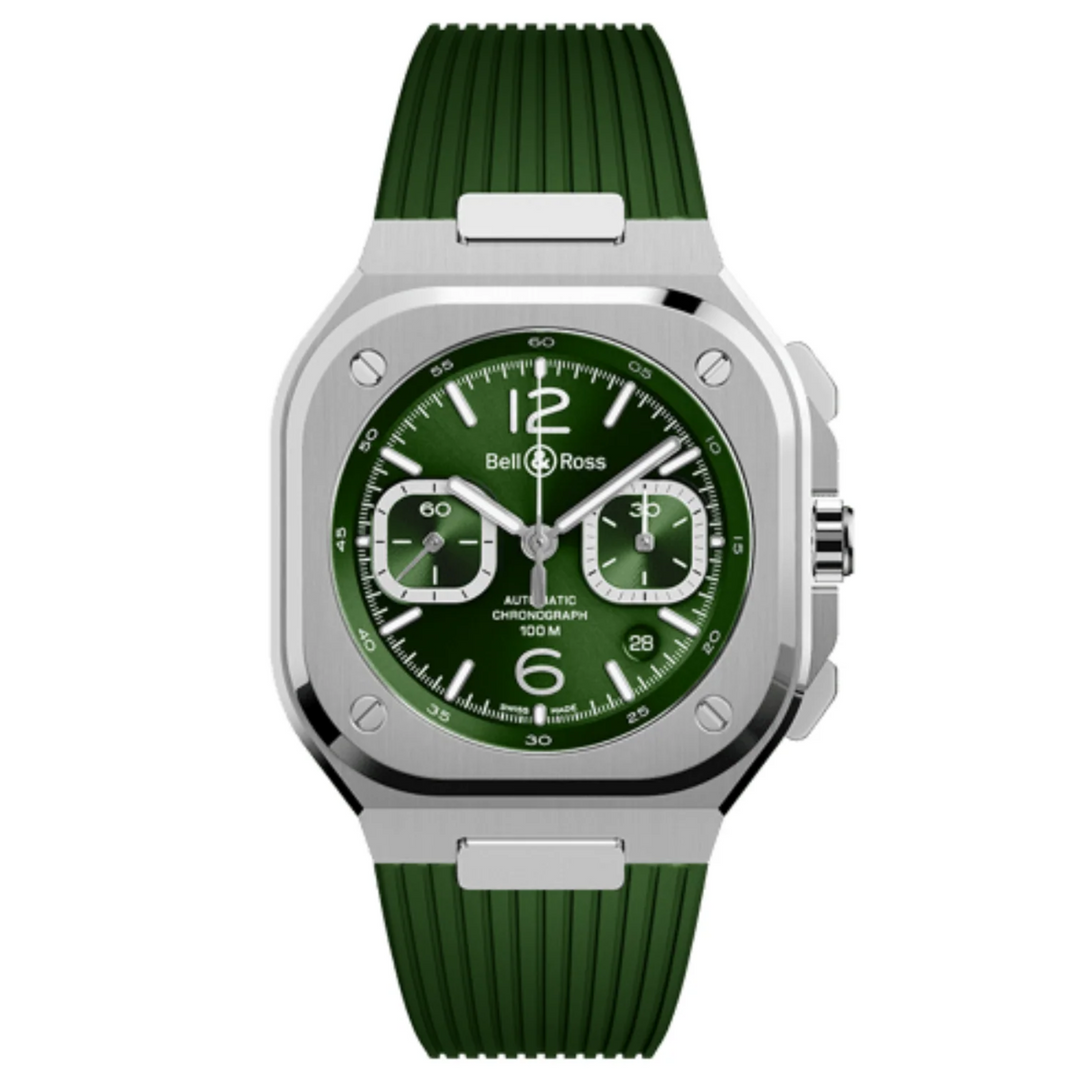 Montre BR 05 Chrono Green Steel Caoutchouc