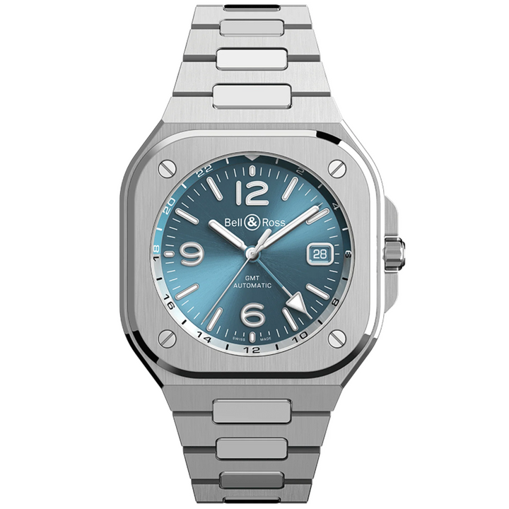 BR 05 GMT Sky Blue Steel Watch