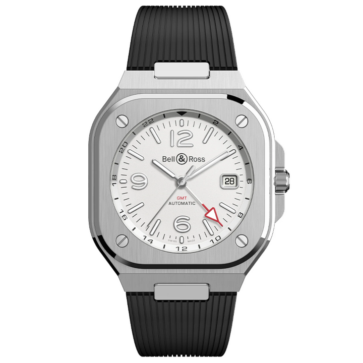 BR 05 GMT White Rubber Watch