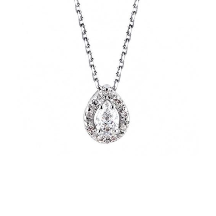 Pendentif Diamant Illusion Or Blanc Taille Poire - Les Champs d'Or Pendentif Sublime Diamant